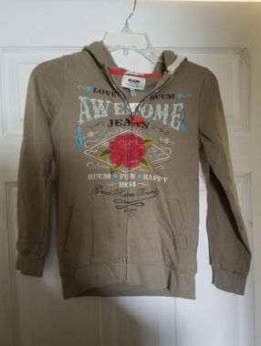 Ruum Girls' Tan Front Zip Hoodie Size 10/M - NWT